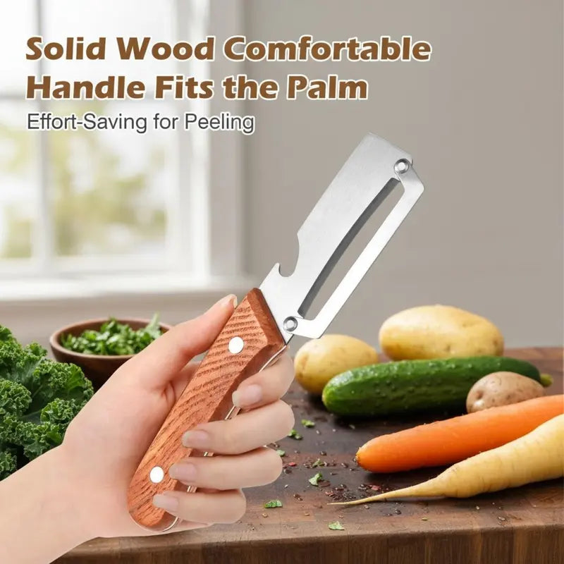2PSC Premium Wooden Handle Fruit & Vegetable Peeler Set