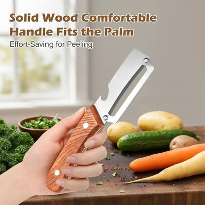 2PSC Premium Wooden Handle Fruit & Vegetable Peeler Set