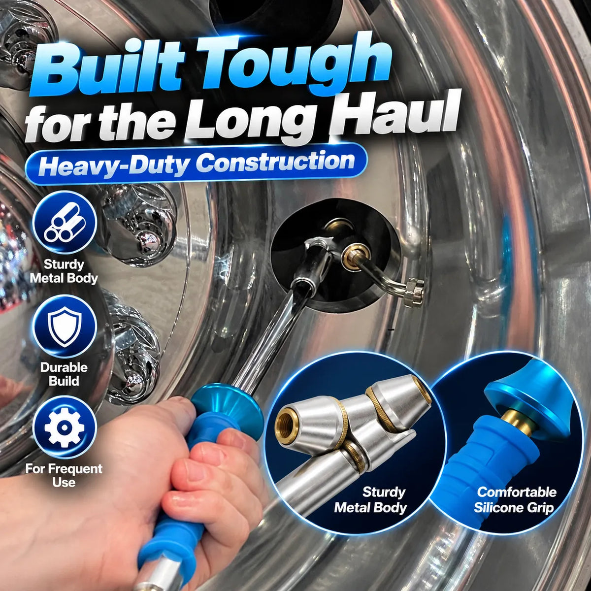 🎁16" Dual-Head Tire Air Chuck – Extended Reach Inflation Tool