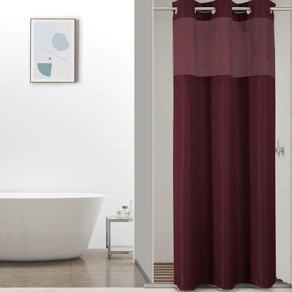 Colorful Star No-Hook Shower Curtain Set with Snap-In Liner