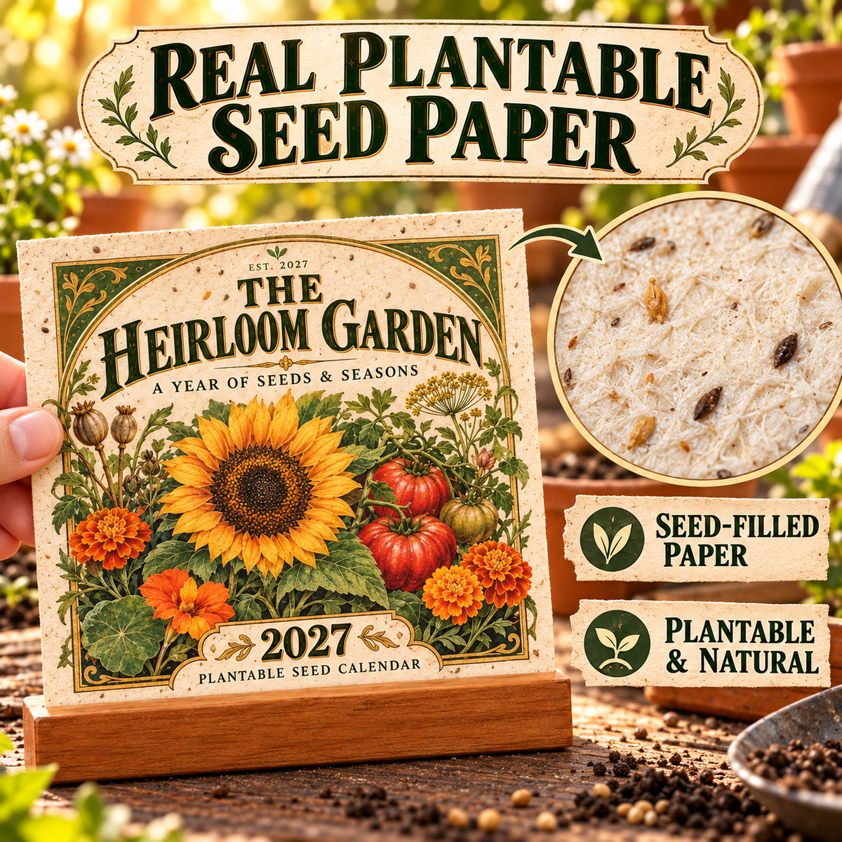 🎉🌻 2027 The Heirloom Garden Plantable Seed Calendar