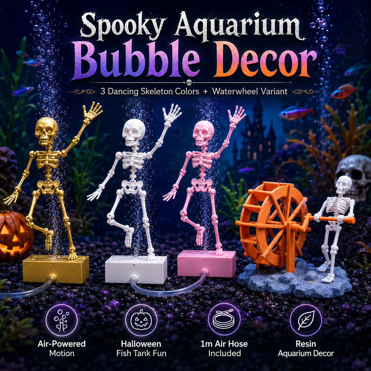 🔥Dancing Skeleton Bubble Aquarium Ornament