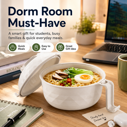 🍜 6Pcs Microwave Ramen Bowl Set with Strainer Lid