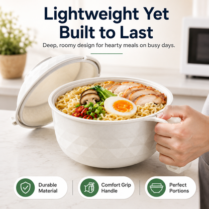 🍜 6Pcs Microwave Ramen Bowl Set with Strainer Lid