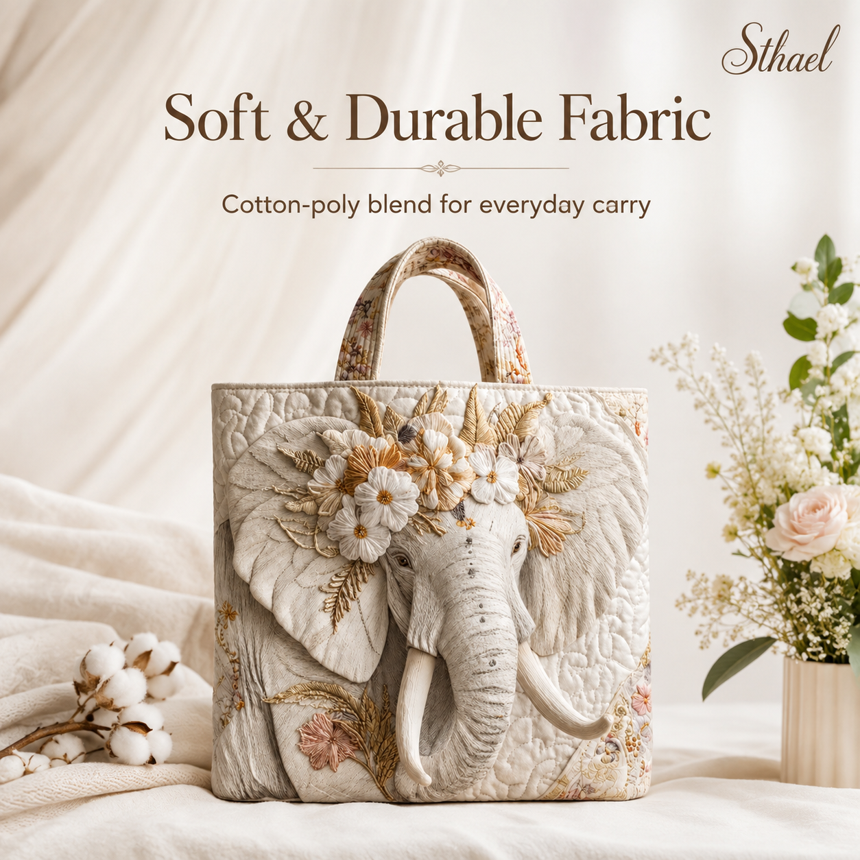 Elephant Quilted Tote Bag