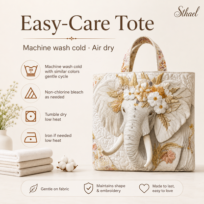 Elephant Quilted Tote Bag