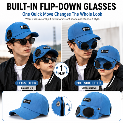 Unisex Baseball Cap Aviator Hat with Goggles Hip Hop Sport Snapback Cap