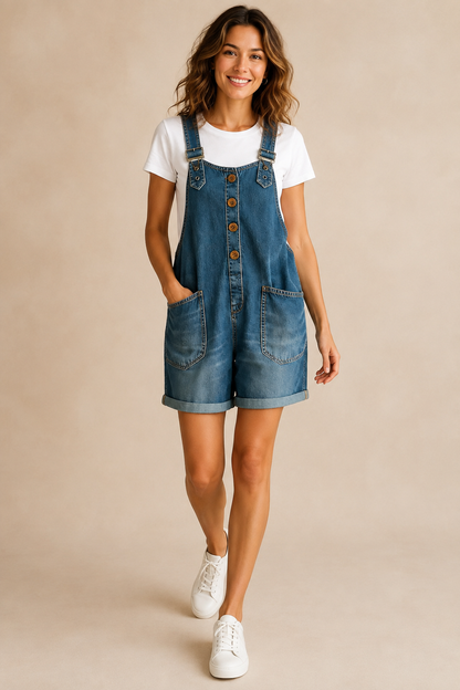 Women’s Vintage Wide-Leg Denim Overalls