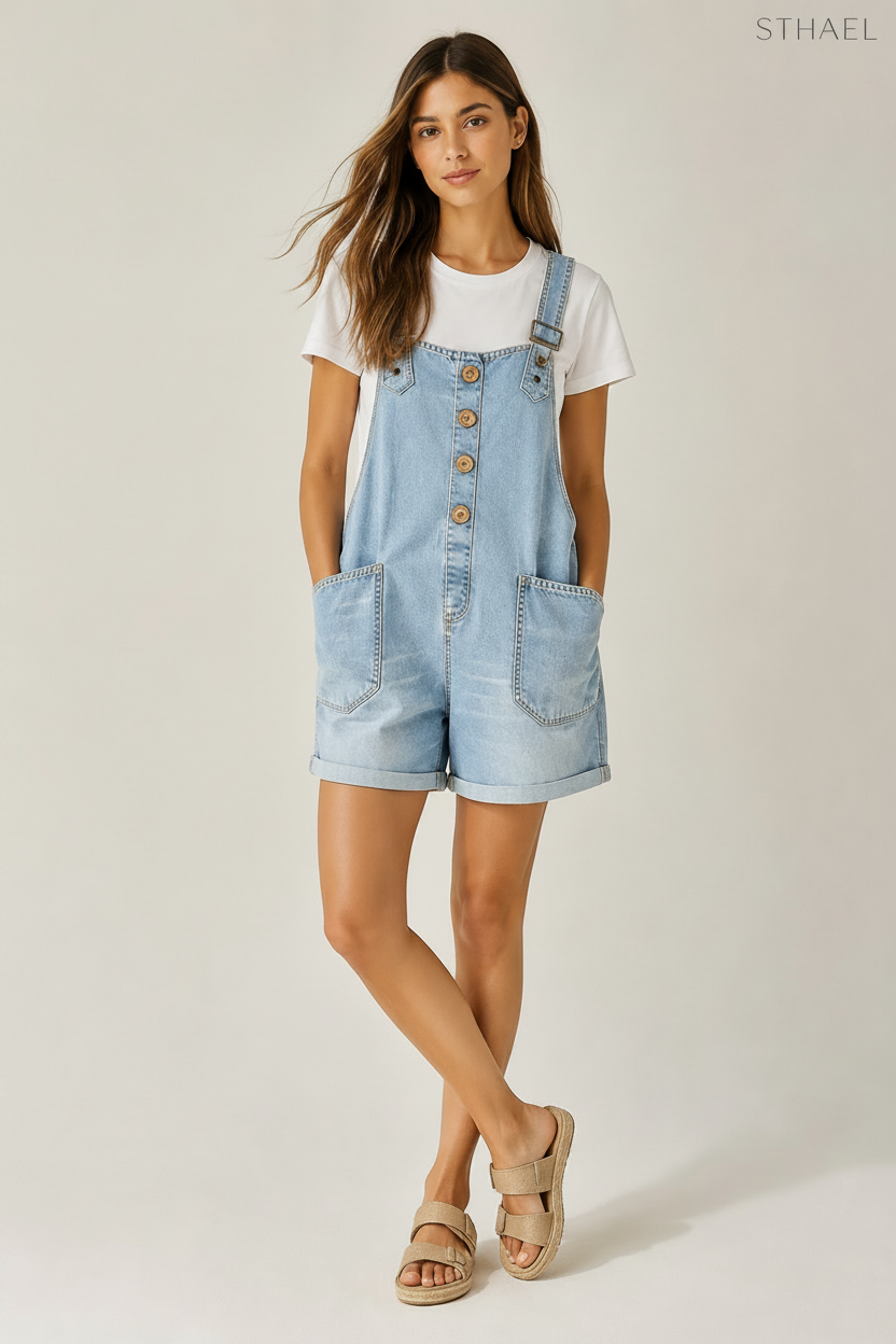 Women’s Vintage Wide-Leg Denim Overalls