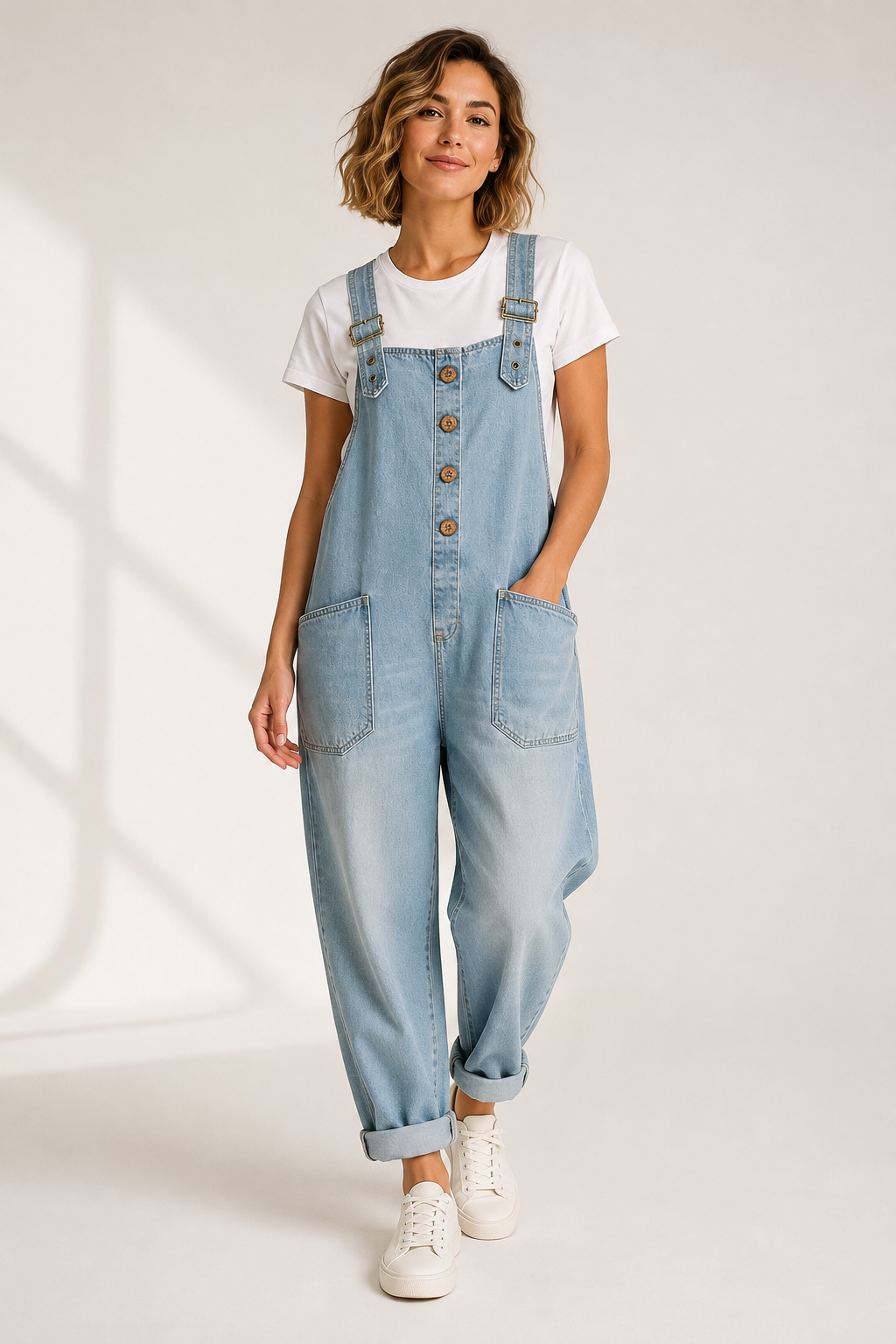 Women’s Vintage Wide-Leg Denim Overalls