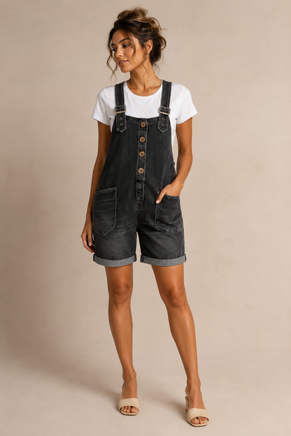 Women’s Vintage Wide-Leg Denim Overalls