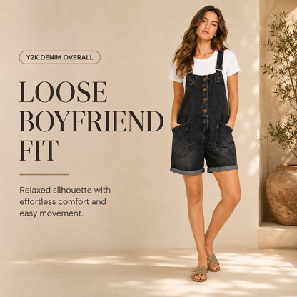 Women’s Vintage Wide-Leg Denim Overalls