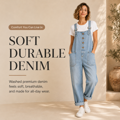 Women’s Vintage Wide-Leg Denim Overalls