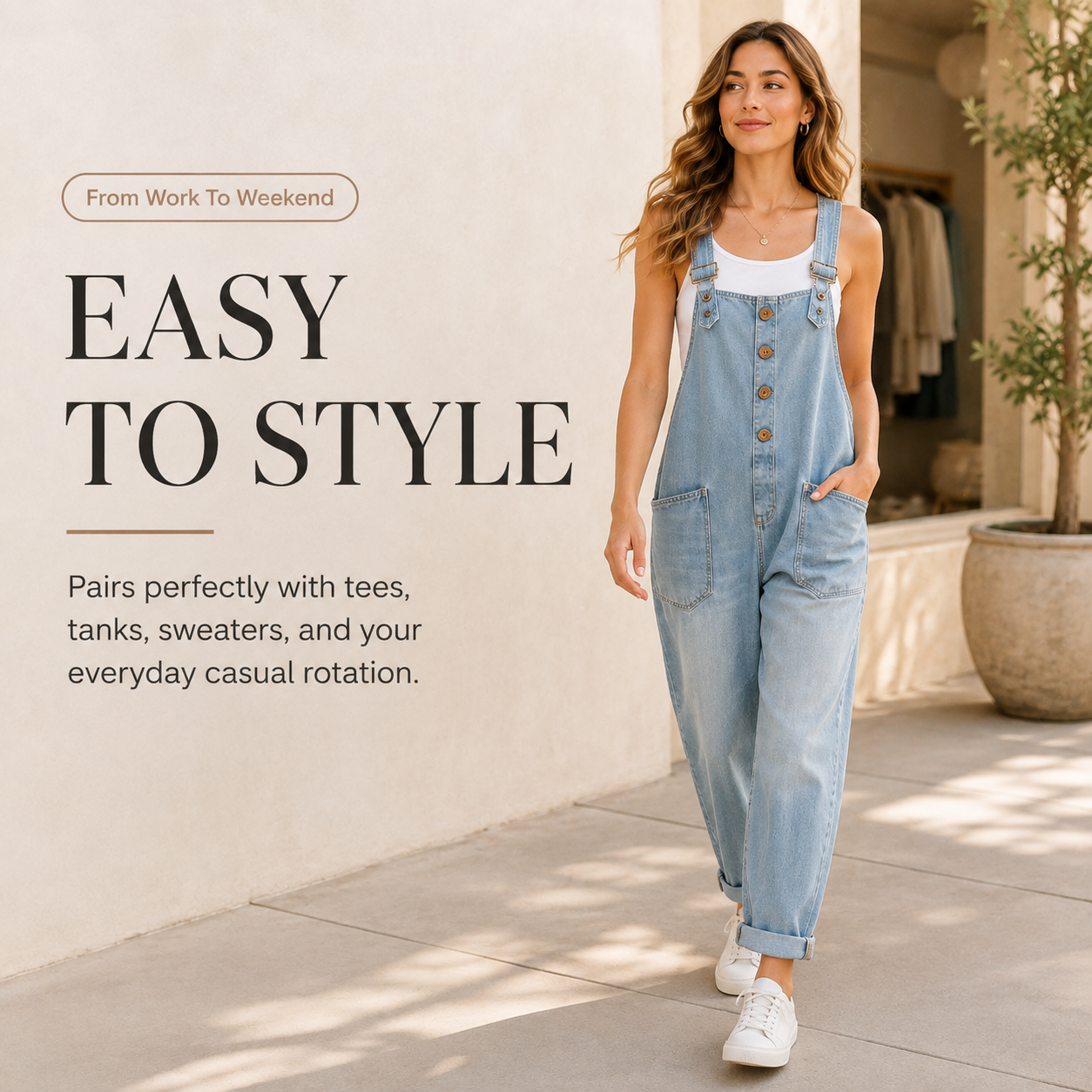 Women’s Vintage Wide-Leg Denim Overalls