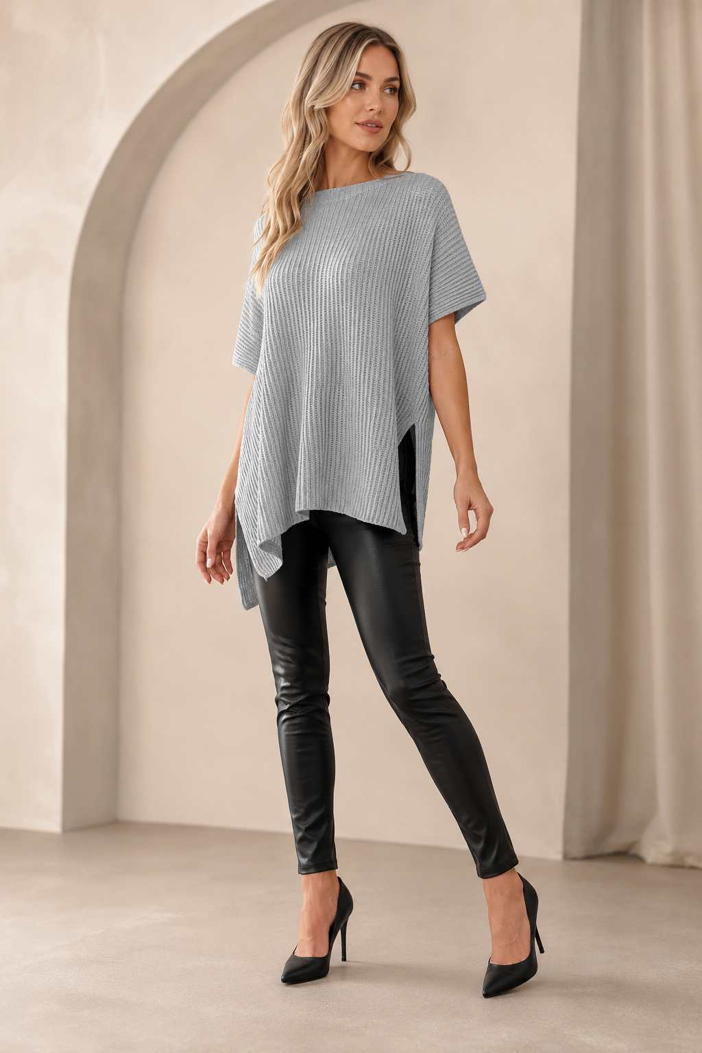 Women’s Oversized Puff-Sleeve Knit Pullover