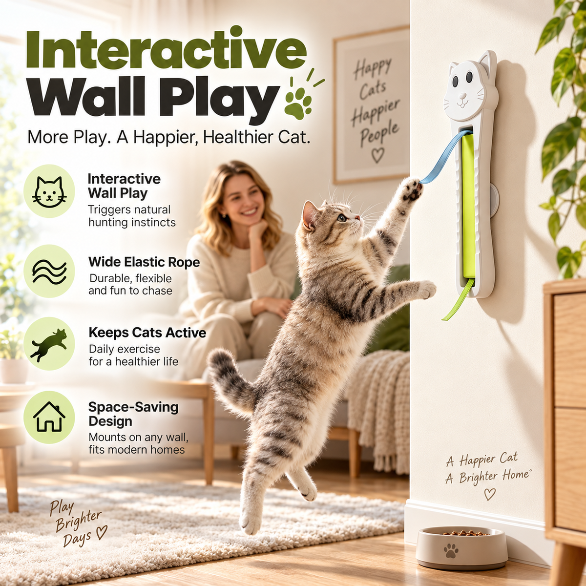 Automatic Wall-Mounted Cat Toy – Interactive Rope Teaser