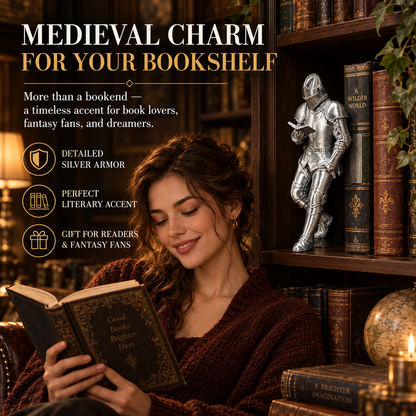Medieval Reading Knight Figurine – Fantasy Bookshelf Decor