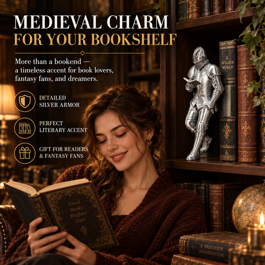 ❤️Medieval Reading Knight Figurine – Fantasy Bookshelf Decor