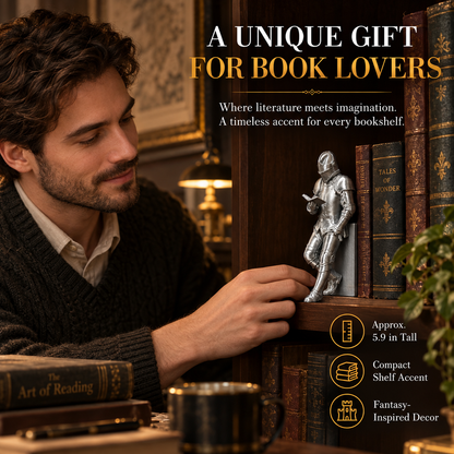 Medieval Reading Knight Figurine – Fantasy Bookshelf Decor