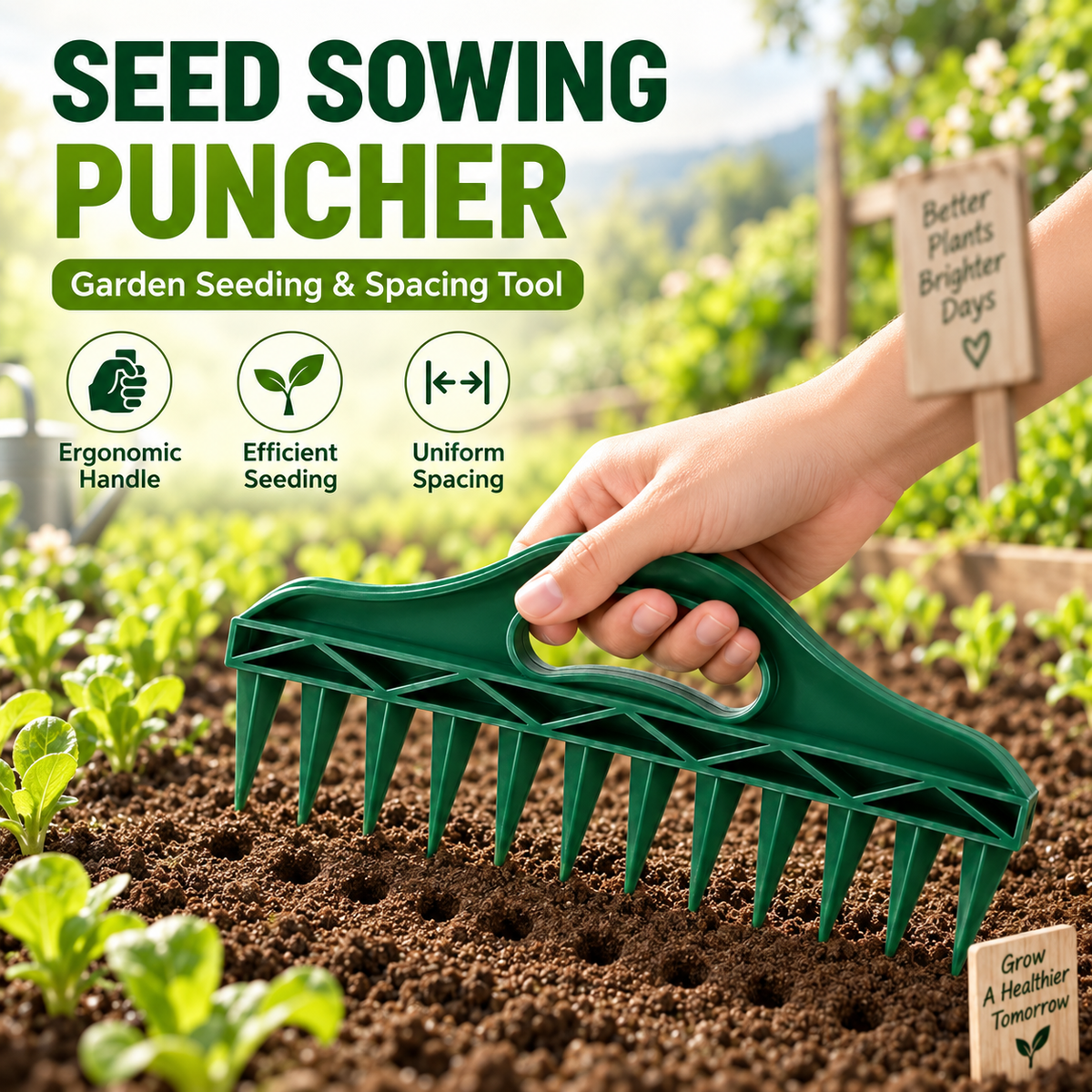 Row Seeder Tool for Seed and Seedling Spacing in Trays and Garden Rows Kit.🎉