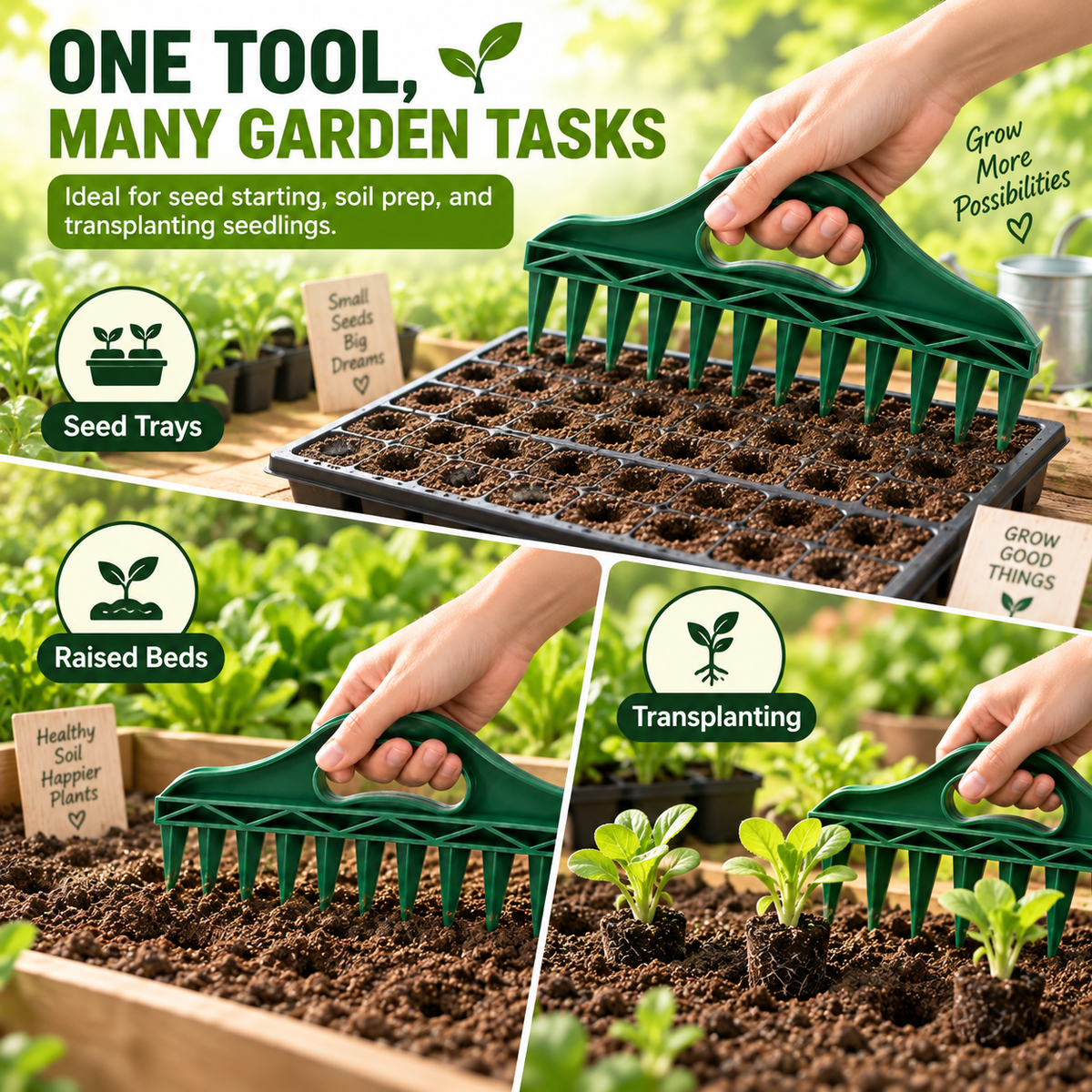 Row Seeder Tool for Seed and Seedling Spacing in Trays and Garden Rows Kit.🎉