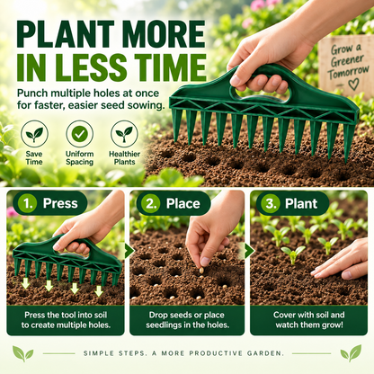 Row Seeder Tool for Seed and Seedling Spacing in Trays and Garden Rows Kit.🎉