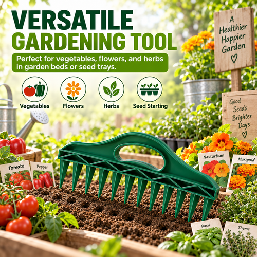 Row Seeder Tool for Seed and Seedling Spacing in Trays and Garden Rows Kit.🎉