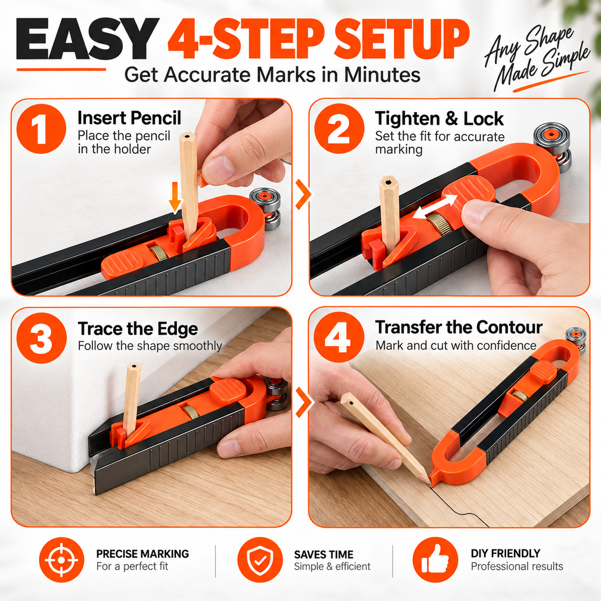 🎉Precise Contour Scribe Tool with Lock for Pencil