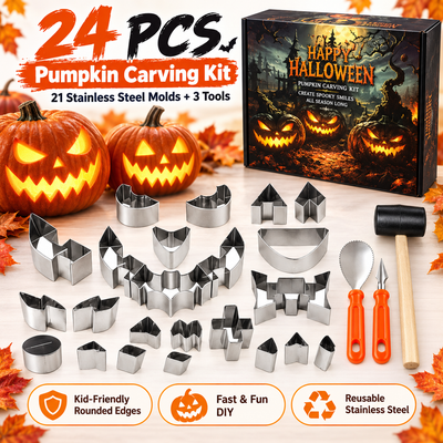❤️Halloween Pumpkin Carving Kit – 24-Piece Family DIY Set