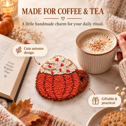 ❤️Handmade Autumn Punch Needle Coasters – Cozy Fall Designs