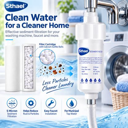 🎉5-Micron Universal Water Sediment Filter – Washing Machine, Shower & Faucet Prefilter