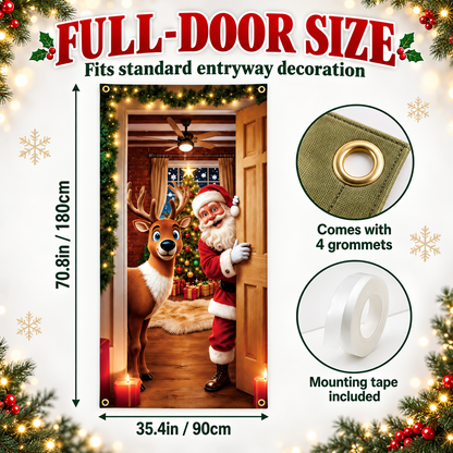 ❤️Christmas Santa Door Cover – Festive Reindeer Holiday Decor