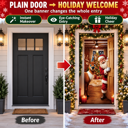❤️Christmas Santa Door Cover – Festive Reindeer Holiday Decor