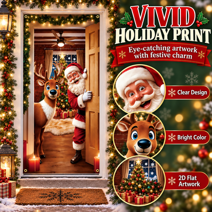 ❤️Christmas Santa Door Cover – Festive Reindeer Holiday Decor