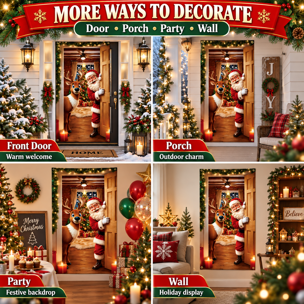 ❤️Christmas Santa Door Cover – Festive Reindeer Holiday Decor