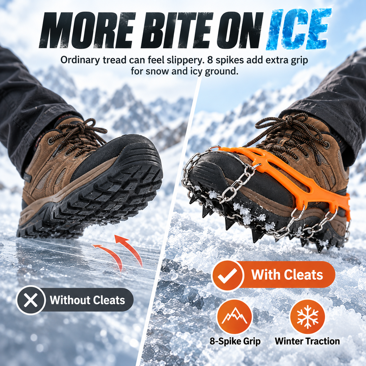 ❤️18-Spike Ice Traction Cleats – Secure Grip for Snow & Ice