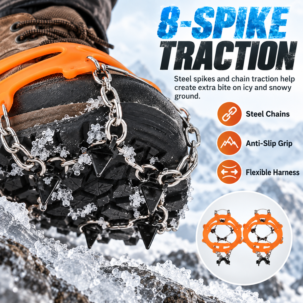 ❤️18-Spike Ice Traction Cleats – Secure Grip for Snow & Ice