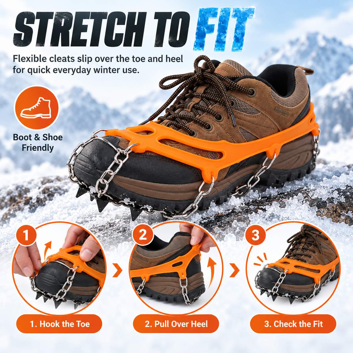 ❤️18-Spike Ice Traction Cleats – Secure Grip for Snow & Ice