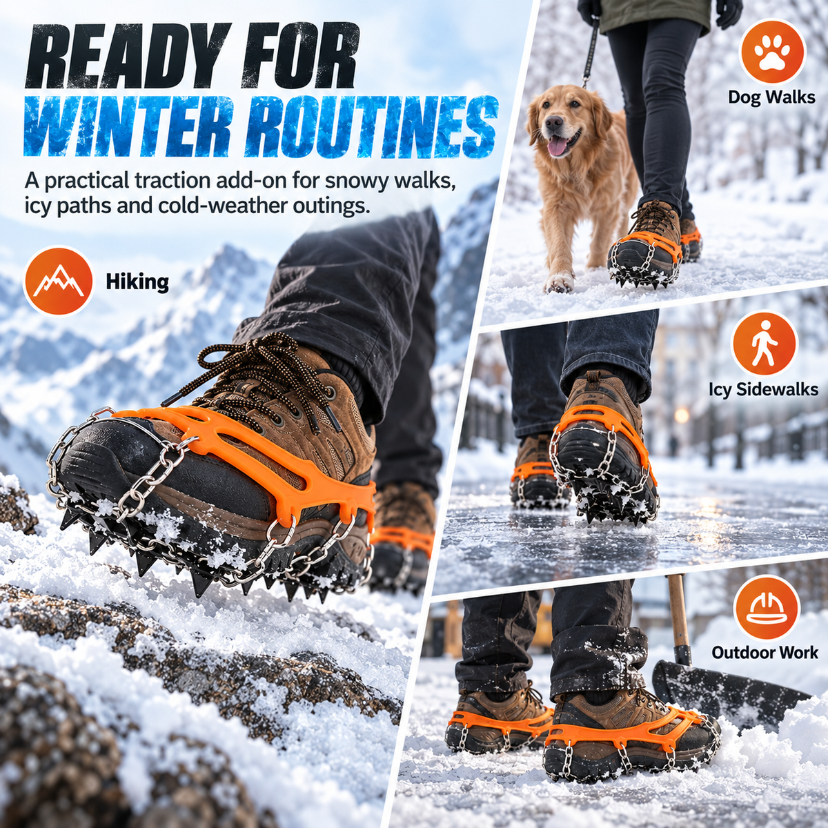 ❤️18-Spike Ice Traction Cleats – Secure Grip for Snow & Ice
