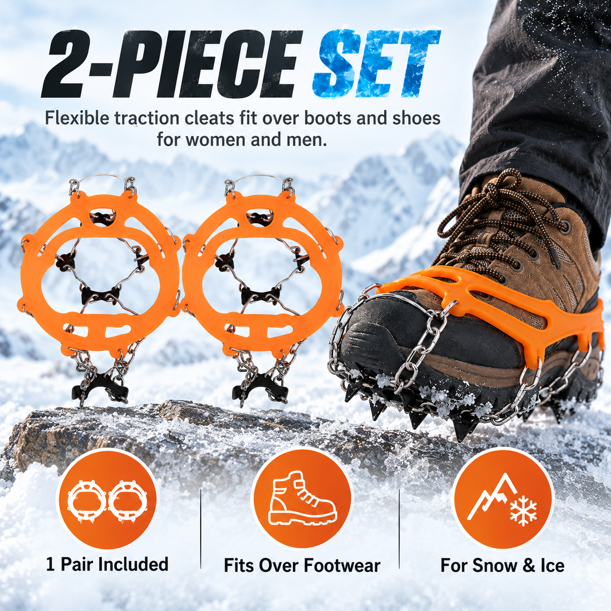 ❤️18-Spike Ice Traction Cleats – Secure Grip for Snow & Ice