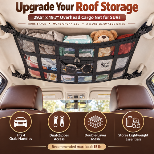 🎉Car Ceiling Cargo Net Pocket Storage Net,29.5"x19.7"