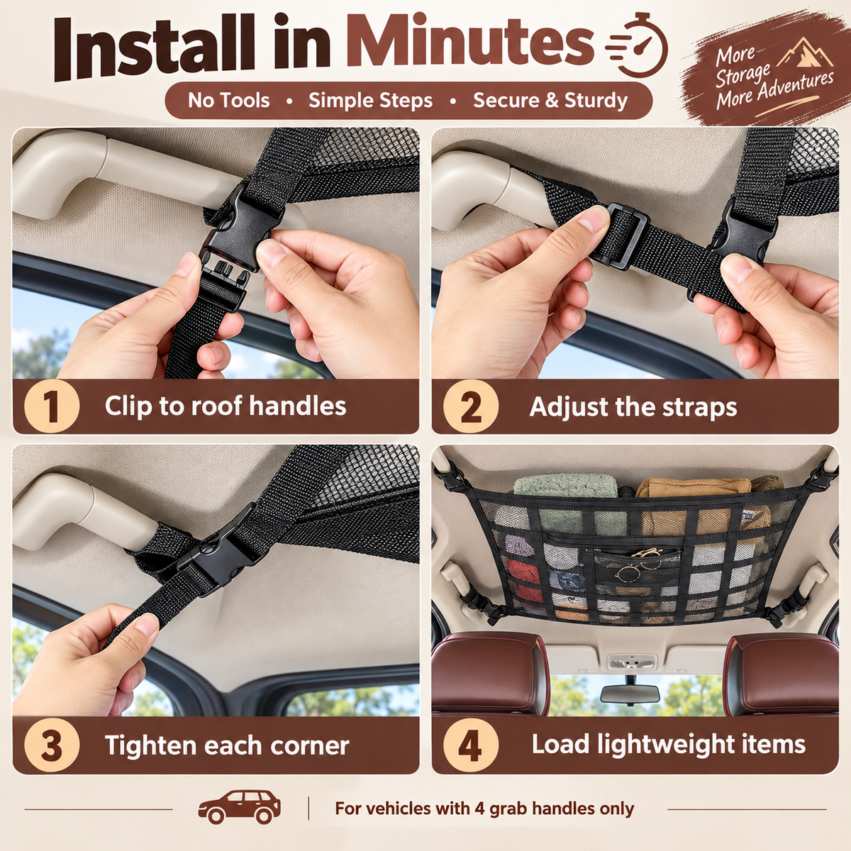 🎉Car Ceiling Cargo Net Pocket Storage Net,29.5"x19.7"