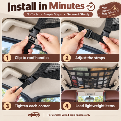 🎉Car Ceiling Cargo Net Pocket Storage Net,29.5"x19.7"