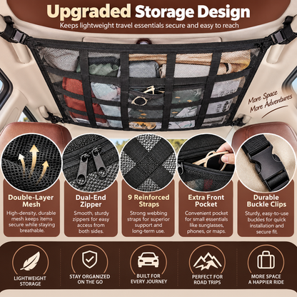 🎉Car Ceiling Cargo Net Pocket Storage Net,29.5"x19.7"