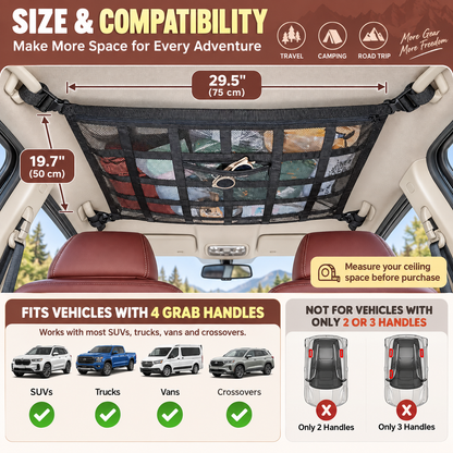 🎉Car Ceiling Cargo Net Pocket Storage Net,29.5"x19.7"