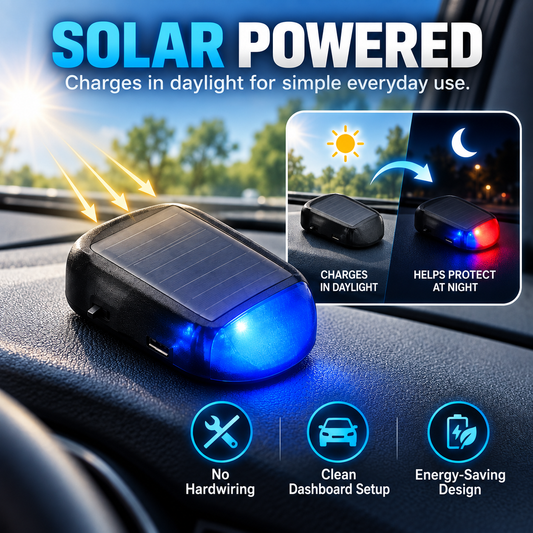 ❤️ Solar LED Car Security Warning Lights Red + Blue Set