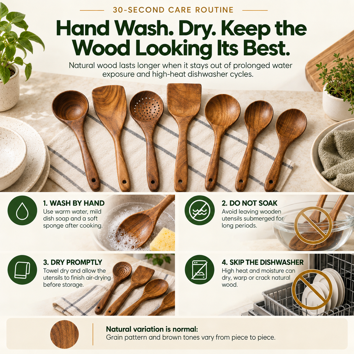 ❤️Acacia Wood Cooking Utensil Set