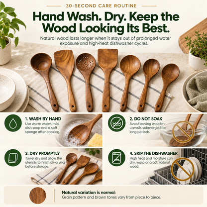 ❤️Acacia Wood Cooking Utensil Set