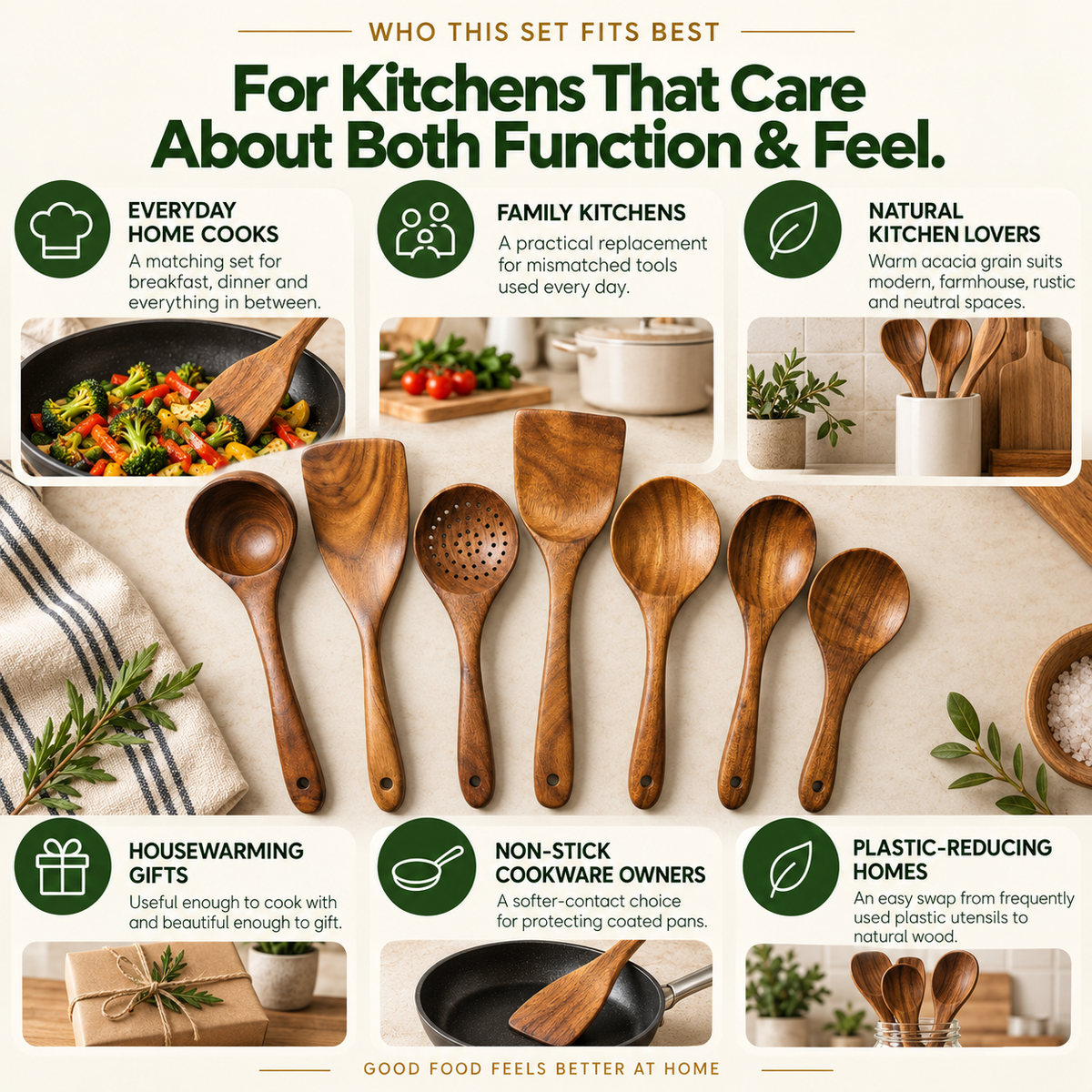 ❤️Acacia Wood Cooking Utensil Set
