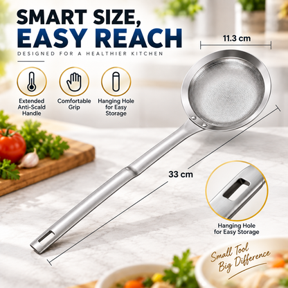 Filter Scoop SUS304 Stainless Steel Fat Skimmer Spoon